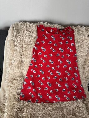 West Kei Red Floral top with Blue-Green Accents